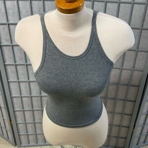 Workout Crop Tank Shirt Slim Fit Sleeveless Tops Pullover Grey, Women’s Small